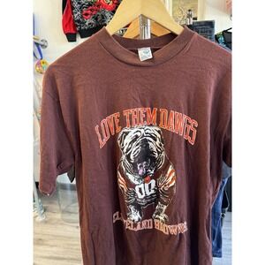 Vintage 1970s Cleveland Browns Love Them Dawgs Bulldog Artex T Shirt Size XL